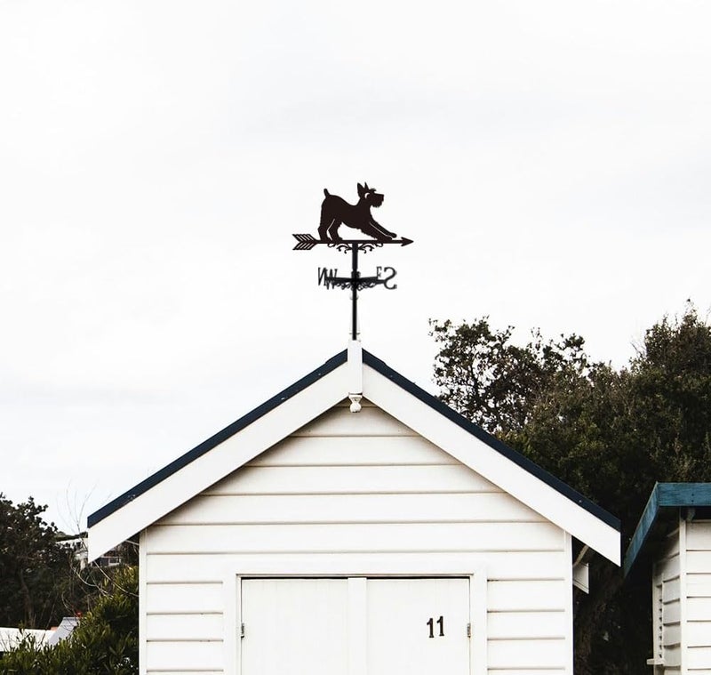 SUPERDANT Schnauzer Weather Vane for Roof Dog Metal Weathervane Animal Wind Vanes Black Wind Direction Indicator for Farmhouse Yard Farm Shed Garden Decoration - Image 5
